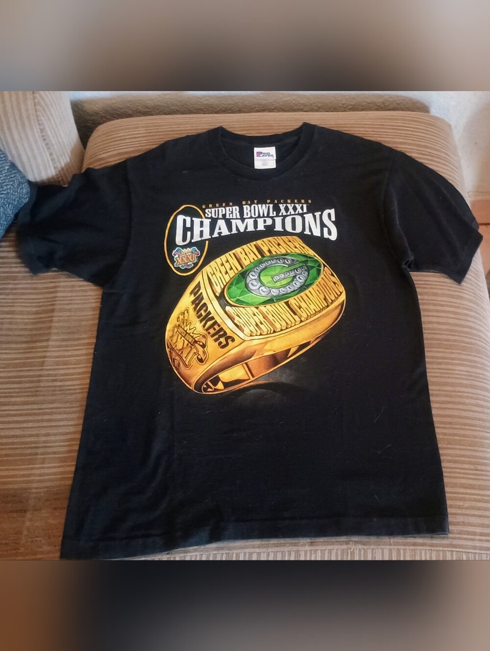 Vintage Green Bay Packers Black Super Bowl XXXI Champions T‑Shirt